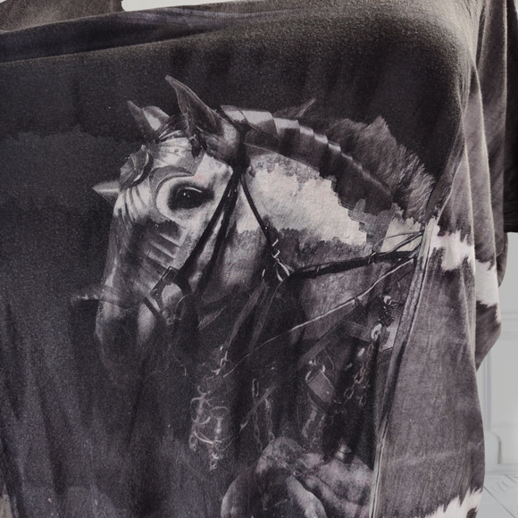 AllSaints Spitalfields Oversized Horse Graphic Tee M Cotton Modal Tie Dye Top - Picture 8 of 15